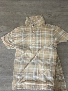 Fabletics Beige Plaid Men's Button-Up Shirt